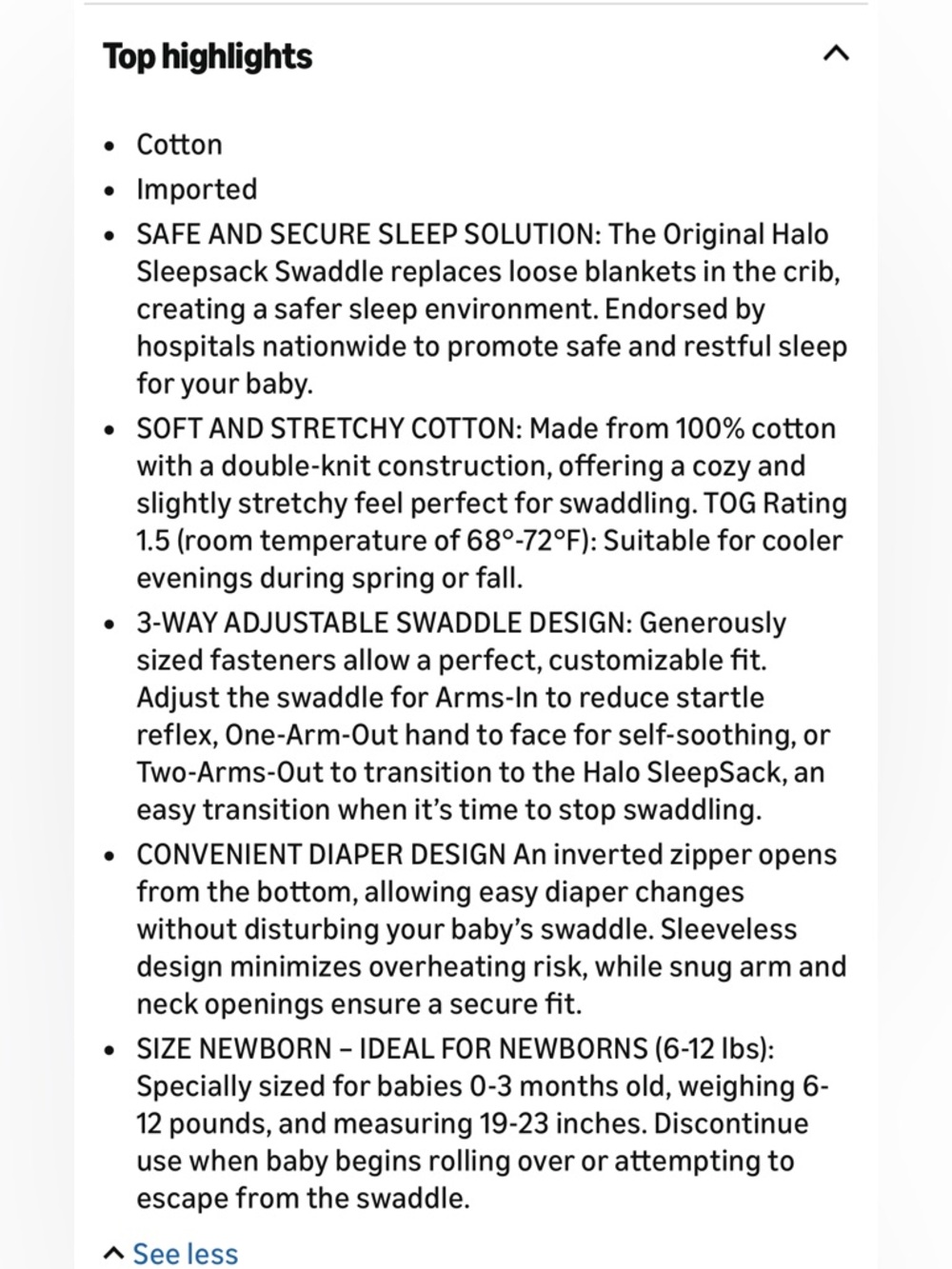 🌲 Halo SleepSack Swaddle Newborn (fits 0-3 months) - Picture 4 of 9